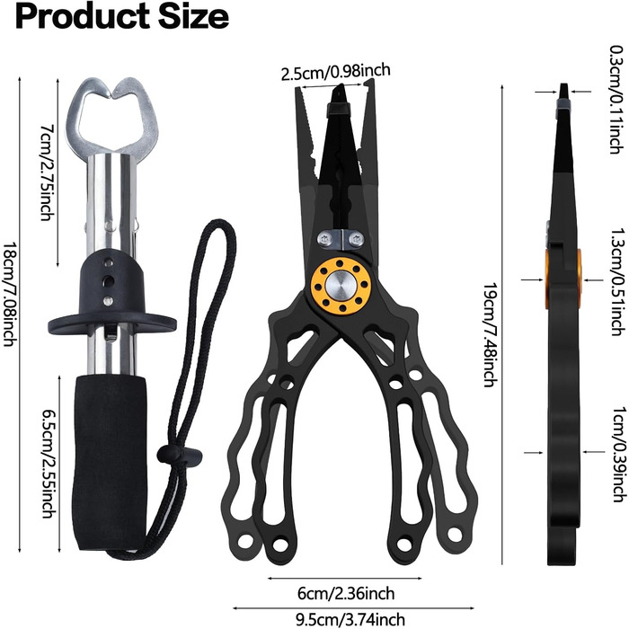 Набір із 4 предметів, стійкий до корозії інструмент для морської риболовлі, багатофункціональні алюмінієві рибальські плоскогубці з інноваційною ергономічною ручкою, рибальські подарунки для чоловіків