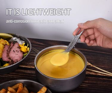 Безмежна подорож Титанова складна ложка Набір виделок Spork Посуд для кемпінгу на відкритому повітрі Титанові столові прибори Ланч