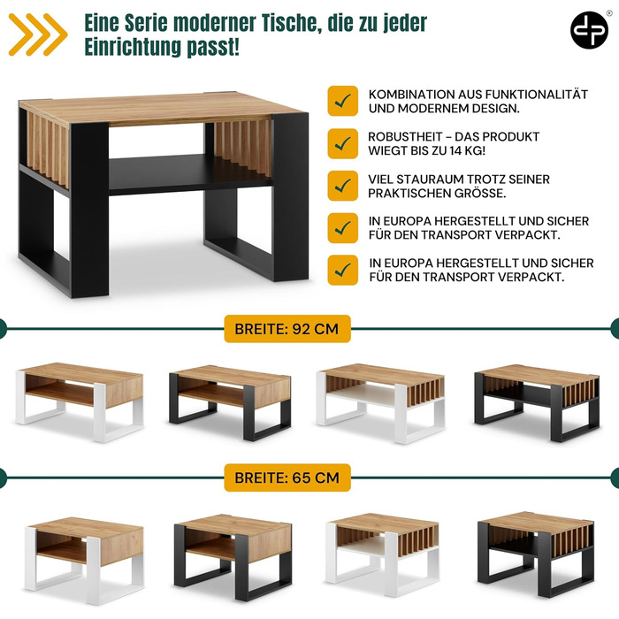 Журнальний столик для дивана Невеликий журнальний столик з чорного дуба з місцем для зберігання Сучасний журнальний столик з рейками Журнальний столик Невеликий столик Журнальний столик шириною 65 см Міцний журнальний столик з чорного дуба