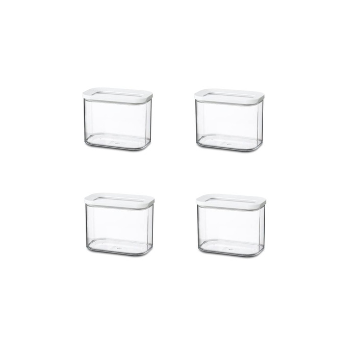 Набір контейнерів для зберігання Mepal Modula 1000 мл, білий, 4 предмети - ідеально підходить для зберігання сухих продуктів, білий, 4 предмети, 1000 мл