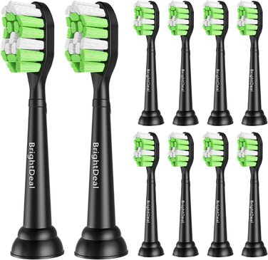 Змінні щітки Brightdeal 10 шт. для електричної зубної щітки Philips Sonicare Звукові насадки для щіток для EasyClean 2 Series 4100 5100 та інших зубних щіток, що замикаються (чорні)