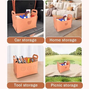 Складаний органайзер для багажника, великої місткості, міцний контейнер для автомобіля, седана або позашляховика, портативний, компактний багатоцільовий кошик для зберігання з ручками (середній розмір, червоно-коричневий, ) Червоно-коричневий Середній