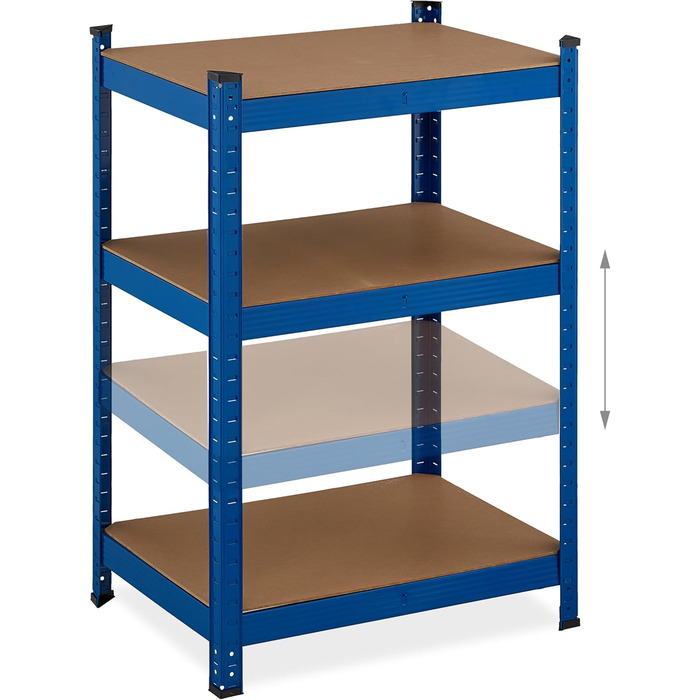 Міцний стелаж Relaxdays, ВШХ 180x60x45 см, до 500 кг, 5 полиць, для підвалу, гаража, вставний стелаж для зберігання, сталь, синій