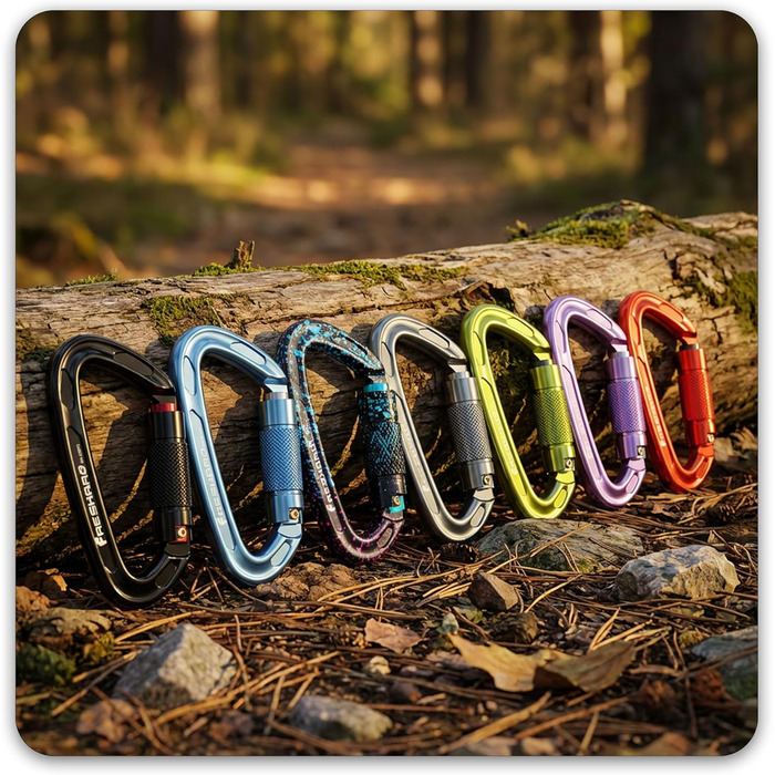 Карабін для альпінізму FresKaro 25kN, сертифікований CE, з поворотним замком, великий 10 см, швидкознімний та міцний, витримує максимум 2550 кг, підходить для альпінізму, спуску на веревках, повідків для собак, чорний та сірий, чорний - 2 шт.