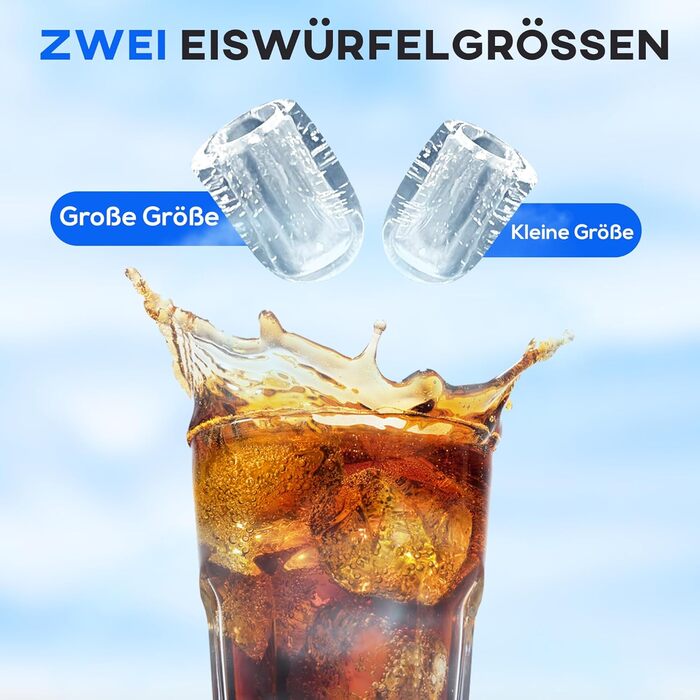 Машина для приготування кубиків льоду HOMCOM, льодогенератор 9 кубиків льоду за 8 хвилин, 12 кг/24 години, льодогенератор з резервуаром для води 2 л, функція самоочищення, LED-дисплей, для кухні, офісу, бару, вечірки, чорний