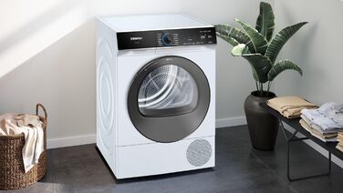 Сушильна машина з тепловим насосом Siemens WT47R440 іQ700, Single для 8 кг білизни енергоспоживання класу A, 176 кВтгод/рік, speedPack, autoDry, самоочищення , білий