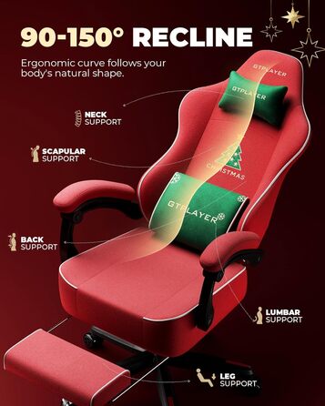 Велике та високе ігрове крісло з підставкою для ніг, надзвичайно широке сидіння, ігрові крісла для дорослих - м&39яке високе спинне ергономічне відкидне сидіння Silla Gamer, підлокітник із важелем, Ace Pro, різдвяне оксамит