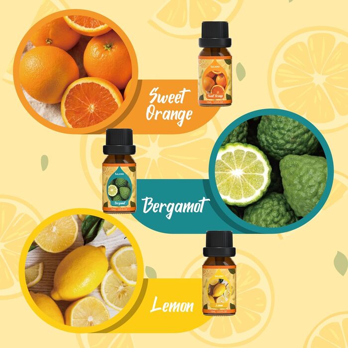 Набір ароматичних масел SALKING Citrus Fragrance Oil, Aromatherapy, 6x10 мл Arancia dolce, Bergamotto, Limone, Pompelmo, Lime, Yuzu - Citrus