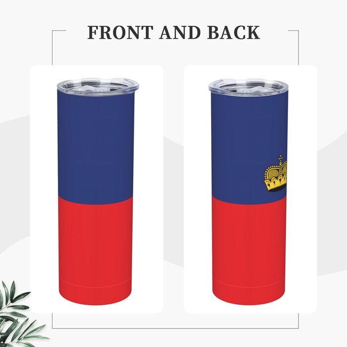 Кухоль з прямою трубочкою, дизайн прапор Ліхтенштейну, дорожній кухоль з принтом, підходить для кемпінгу, офісу та дому, 590 мл