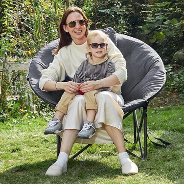 Розкішне кемпінгове крісло EVER ADVANCED Moonchair XXL, складне, вантажопідйомність 150 кг, кругле розкладне крісло, товсто м&39яке, велике кемпінгове крісло з подушкою, надзвичайно широке для кемпінгу на свіжому повітрі, саду, балкону, використання в при