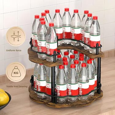 Підставка для спецій, обертовий органайзер для кухонної полиці, 2-рівнева, дерев&39яна підставка для спецій, стояча, підставка для спецій на кухонній стільниці, обертова кутова полиця &quotlazy Susan&quot, 3 регульовані по висоті для кухонної стільниці та