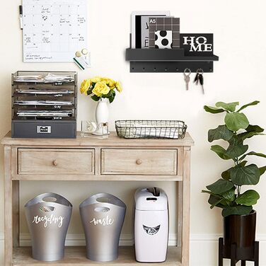 Ключниця VOIMO з полицею, сучасний настінний органайзер для ключів з тримачем, ключниця на 8 гачків з настінним органайзером та ло