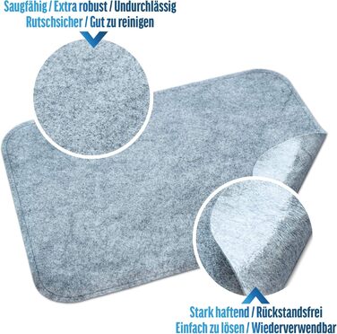 Килимок для бруду - СУПЕРТОНКИЙ 2 мм, Самоклеючий килимок для дверей, Килимок для взуття, Килимок для дверей, Килимок для очищення, Монтажний килимок, Нековзний - Миється - Сірий, Різні розміри (75 x 119 см)