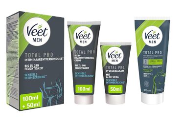 Набір для інтимної епіляції Veet спеціально для чутливої інтимної зони Крем для інтимної епіляції (100 мл) зі шпателем бальзам для догляду (50 мл) крем для видалення волосся Veet for Men Power Effect 200 мл