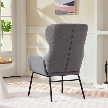 Крісло HOMCOM Wingback, крісло для вітальні, крісло для відпочинку, крісло-реклайнер з високою спинкою, сталеві ніжки, м&39яке крісло з лляним виглядом, крісло для читання для спальні, темно-сірий