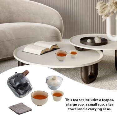 Компактний чайний набір Затишний чай керамічний чайник та чашки з рушником для подорожей, портативний набір для чаювання, ідеальний для пікніків, подорожей та кемпінгу, вишуканий подарунковий набір.