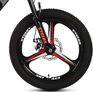 Дюймовий дитячий гірський велосипед для хлопчиків та дівчаток 7-швидкісні передачі Shimano передні та задні дискові гальма амортизаційна вилка міцна сталева рама дитячий велосипед, червоний, 20-