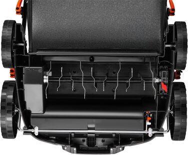 Електричний аератор газону FX-EV360, потужність 1500 Вт, ширина захвату 36 см та 5 рівнів регулювання глибини, травозбірник 45 л, ширина обробки 36 см