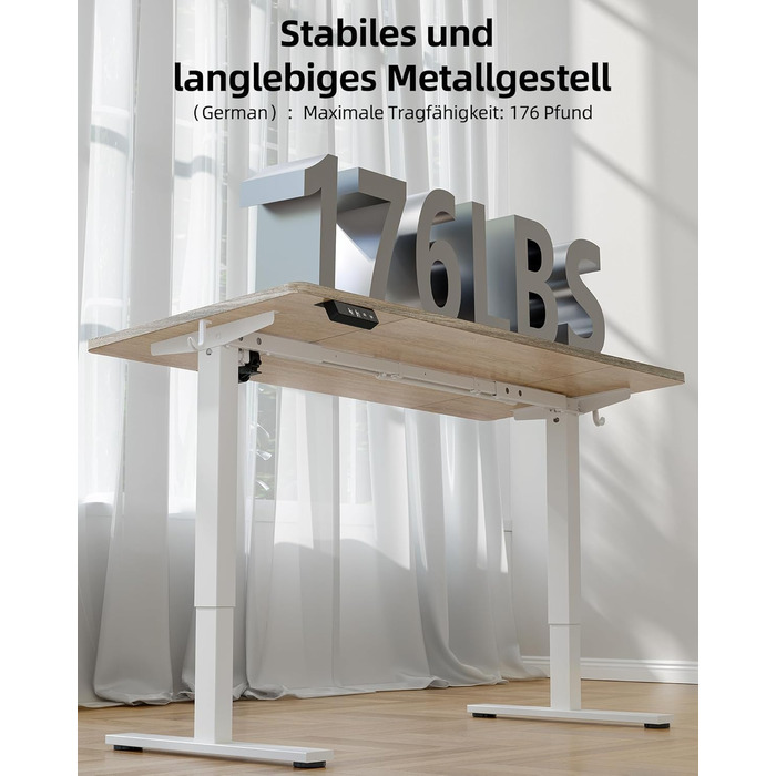 Письмовий стіл з регульованою висотою 12060 см, Електричне регулювання висоти, Стіл для роботи сидячи/стоячи з 2 функціями пам&39яті, Комп&39ютерний стіл, Клен 120 x 60 см Клен