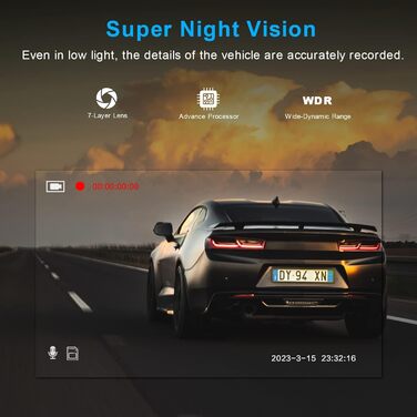 Відеореєстратор автомобільний передній з 64G SD картою, 3 ' IPS екран автомобільна камера, 176 ширококутний відеореєстратор, 1080P