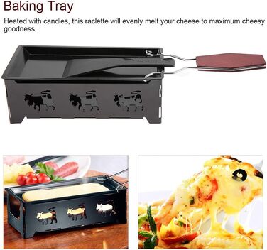 Портативний раклетт, набір грильєрів для сиру з антипригарним покриттям, духова шафа Tealight Raclette Rotaster з дерев'яною ручкою Інструмент для домашнього кухонного гриля