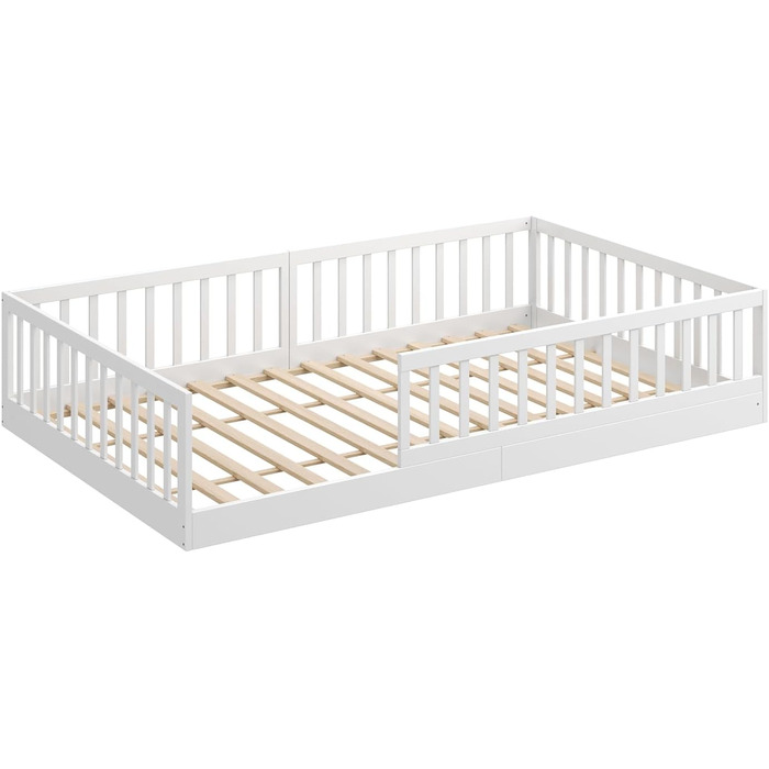 Підлогове ліжко CADANI Timi 2в1 120x200 см Дитяче ліжко Монтессорі зі знімним захистом від випадіння, включаючи ламельну раму, з м