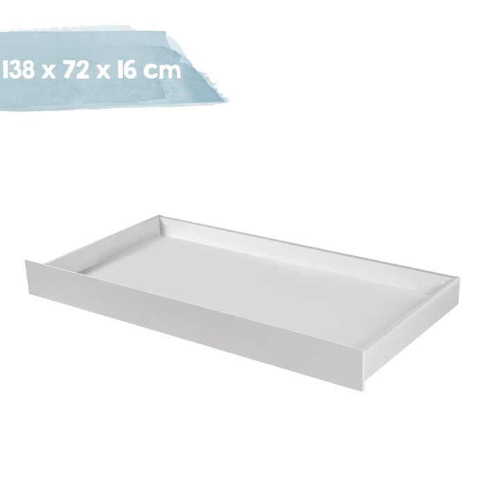 Універсальний ліжковий ящик roba - Підходить для дитячих ліжечок 70 x 140 см - Компактне рішення для зберігання - Пересувний на колесах - Біле дерево