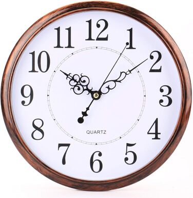 Настінний годинник Tosnail 12 дюймів без звуку цокання, ретро вінтажний стиль, на батарейках, прикраса для вітальні, дому, кухні,
