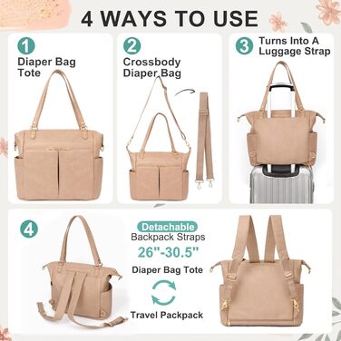 Пеленальна сумка MOMINSIDE, сумка-сумка, шкіряна пеленальна сумка, рюкзак з 14 кишенями для мами, тата, список бажань для дитини,