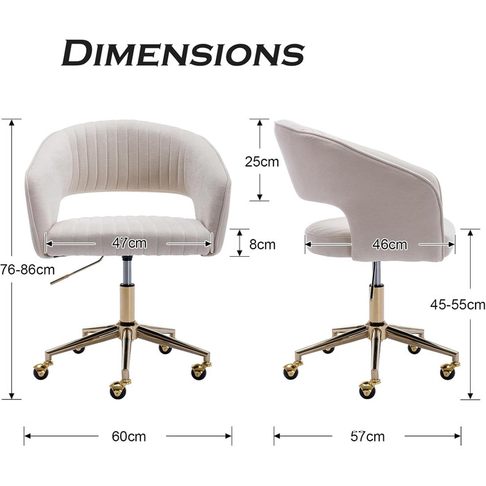 Регульоване офісне крісло Chairus з шенілу для домашнього використання, обертове комп&39ютерне крісло, сучасне туалетне крісло, письмове крісло з відкритою спинкою (бежевий)