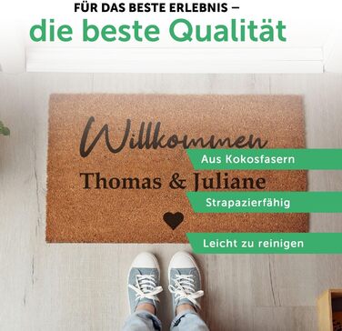 Персоналізований кокосовий килимок для вхідних дверей з гравіюванням та іменем вітальний килимок для вхідних дверей подарунок на новосілля, весільний подарунок, подарунок на переїзд