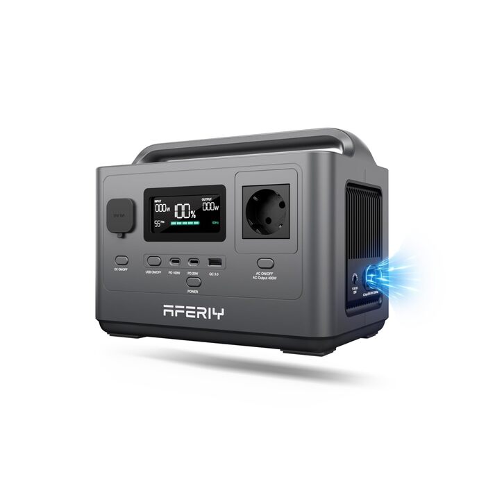 Портативна електростанція AFERIY AF-P040 потужністю 400 Вт, акумулятор LiFePO4 ємністю 256 Втгод, швидка зарядка 1,2 години, кілька портів, ДБЖ, сонячний генератор для кемпінгу, надзвичайних ситуацій