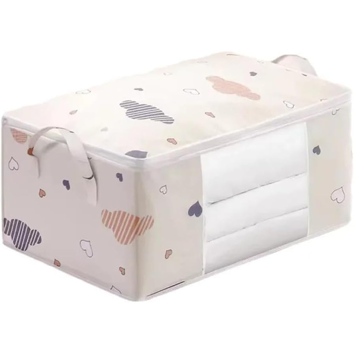 Сумка для зберігання одягу, ковдри, светрів, складних, органайзерів, зимових шаф з мультяшним принтом (темно-синій, 55 35 25) Темно-синій 55 35 25, 2 шт.