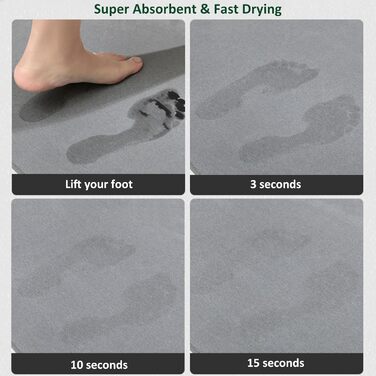 Килимок для ванної Feilifan з каменю діатомовий килимок, швидковисихаючий діатомовий килимок для душу, водопоглинаючі кам&39яні килимки для ванної кімнати та кухні, легко миється (59,7 x 38,1 x 1 см, білий)