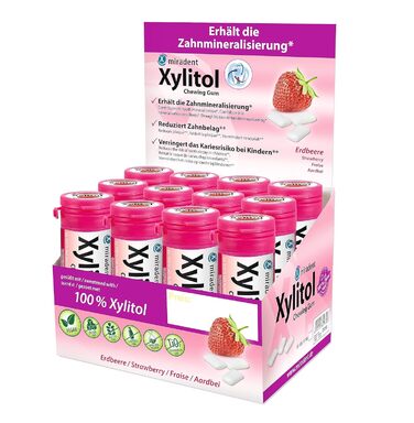 Жувальна гумка miradent Xylitol Dental Care полуниця– 12 шт.