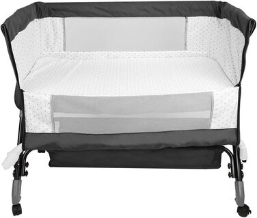 Дитяче ліжечко 3-в-1, дитяча колиска та дорожнє ліжечко, 4-рівневе регулювання висоти дитячого ліжечка, відкидне крісло, ліжечко, колиска для дітей вагою до 25 кг - 104 x 52 x 100-110 см - чорний колір