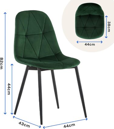 Обідні стільці Lestaraiin, комплект з 4 шт. зі спинкою, для їдальні, кухні, вітальні, м&39які кухонні стільці з оксамитовою оббивкою, виготовлені з металу, ергономічний дизайн, темно-зелений.