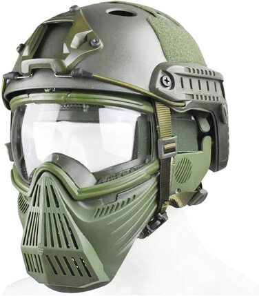 Тактична маска та швидкий шолом, прозорі захисні окуляри для повного обличчя, маска для стрільби з пейнтболу, Хелловін, CS Game OD