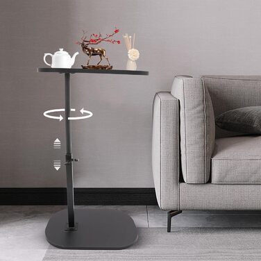 С-подібний журнальний столик, регульована висота 4580 см, поворотна та нахильна стільниця, столик для дивана, тумбочка біля ліжка, столик для колін з колесами, сучасний маленький журнальний столик, компактний та стійкий (чорний)