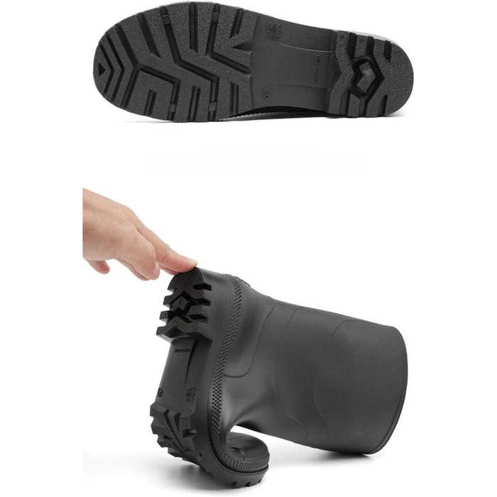 Чоловічі водонепроникні гумові чоботи з ПВХ, без шнурків, нековзні гумові чоботи з широким носком, грязезахисне взуття для дорослих, розмір 43 EU, чорні