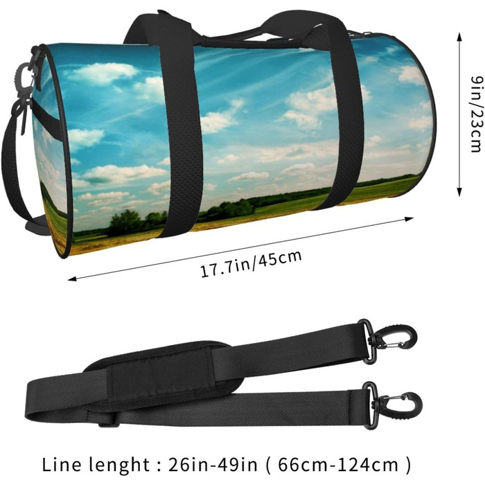 Спортивна сумка, дорожня сумка, сумка для подорожей, з принтом Пшеничне поле, сумка на нічліг, чорна, універсальний розмір