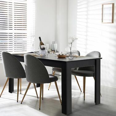 Обідній стіл LIFEZEAL 160 x 80 x 77 см, кухонний стіл для 6-8 осіб, великий обідній стіл, стіл для конференцій, стіл для бістро з вантажопідйомністю 150 кг, легко збирається (чорний)