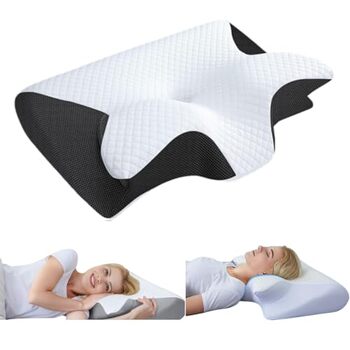 Терапевтична подушка для шиї Seladi Airflow Pro спеціалізована для здорового сну та ідеальна для людей з хропінням та апное сну. З повітропроникною підтримкою шиї, знімним чохлом, який можна прати (чорний колір)