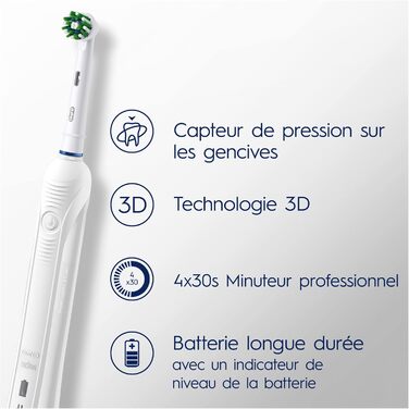 Електрична зубна щітка Oral-B Pro 1 750, 1 головка та дорожній кейс, дизайн Braun, білий, оригінальні подарунки