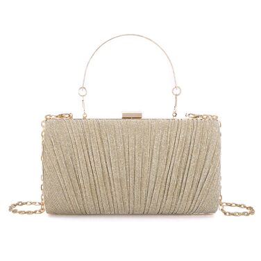 Золотий клатч для вечірок та свят жіноча сумочка з плісе та ланцюжком
