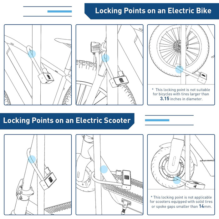Замок велосипедний Hiboy комбінований, захист від крадіжки, з тримачем, сталевий замок з дужкою 10 мм, U-подібний замок для самокатів та велосипедів