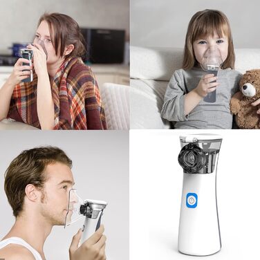 Інгаляційний пристрій для дітей Інгаляційні пристрої для дорослих Набір дитячих інгаляторів-небулайзерів з маскою для обличчя та мундштуком, функція автоматичного очищення, ефективний при респіраторних захворюваннях