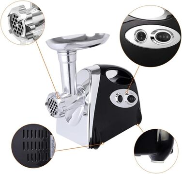 Електрична м'ясорубка 800 Вт Ковбасний фарш для мультиварки М'ясорубка з 3 шліфувальними пластинами і трубками для наповнення ковб
