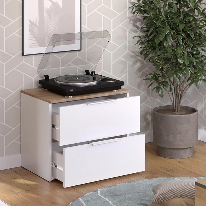 Комод Vicco Wido, полиця з дверцятами, білий/Сонома, 60 x 50 см з 2 шухлядами