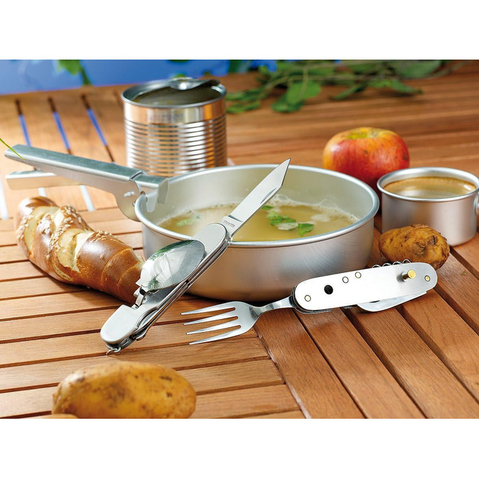 Кемпінговий ніж PEARL набір із 3 складних столових приборів з нержавіючої сталі 9-в-1 для кемпінгу та активного відпочинку (складні столові прибори для пікніка, кишеньковий ніж, складаний)